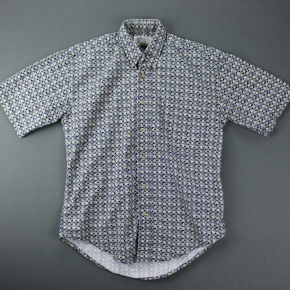 Vtg Perry Ellis Supreme Shirt Men Small Multicolor Geometric Argyle Short Sleeve - Picture 1 of 6